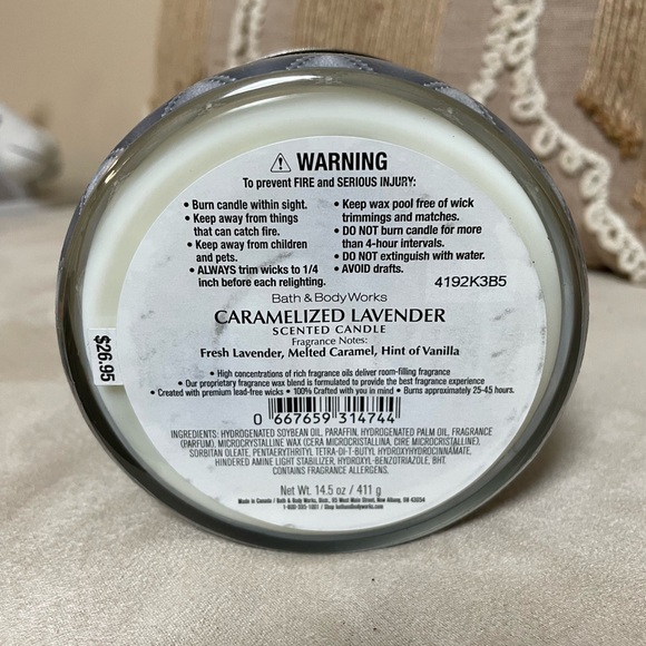 Caramelized Lavender Bath and Body Works 3 Wick Candle - Picture 3 of 3